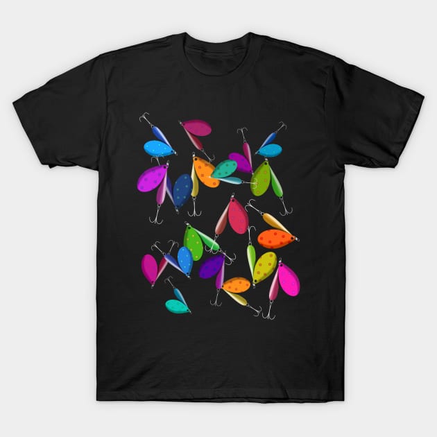 Fishing Lure Pattern T-Shirt by BennyBruise